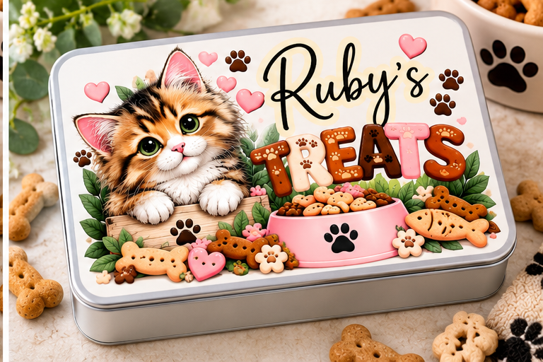 Ruby's personalised cat treat tin