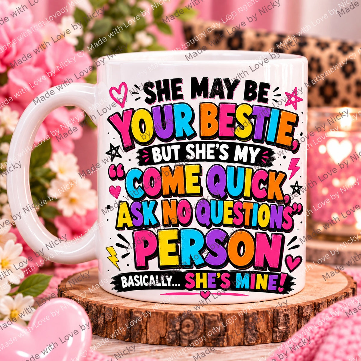 Come Quick Bestie funny friendship mug
