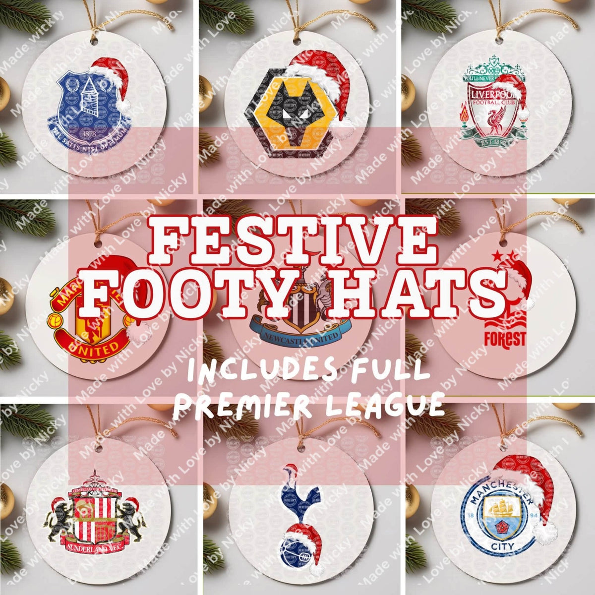 Festive football designs for tree decorations