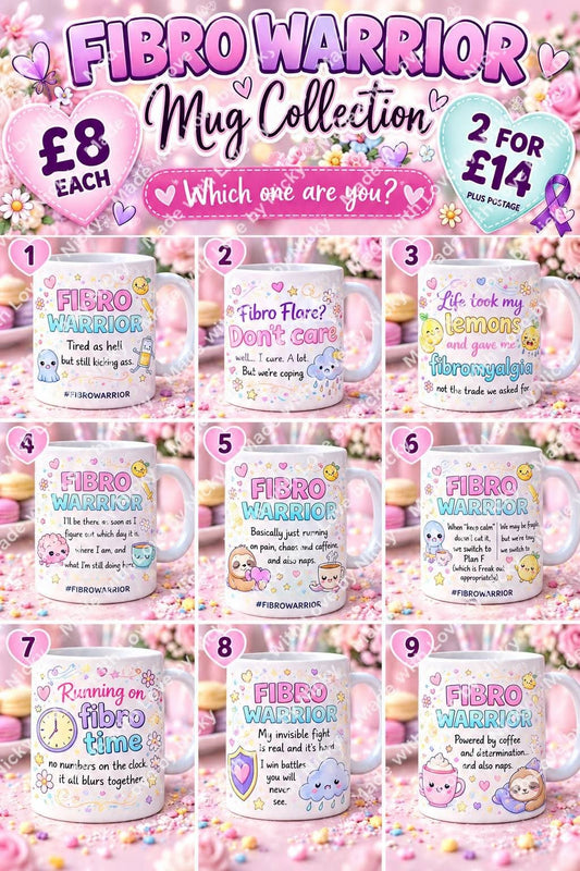 Fibro Warrior Mugs | Fibromyalgia Awareness | 10 Designs