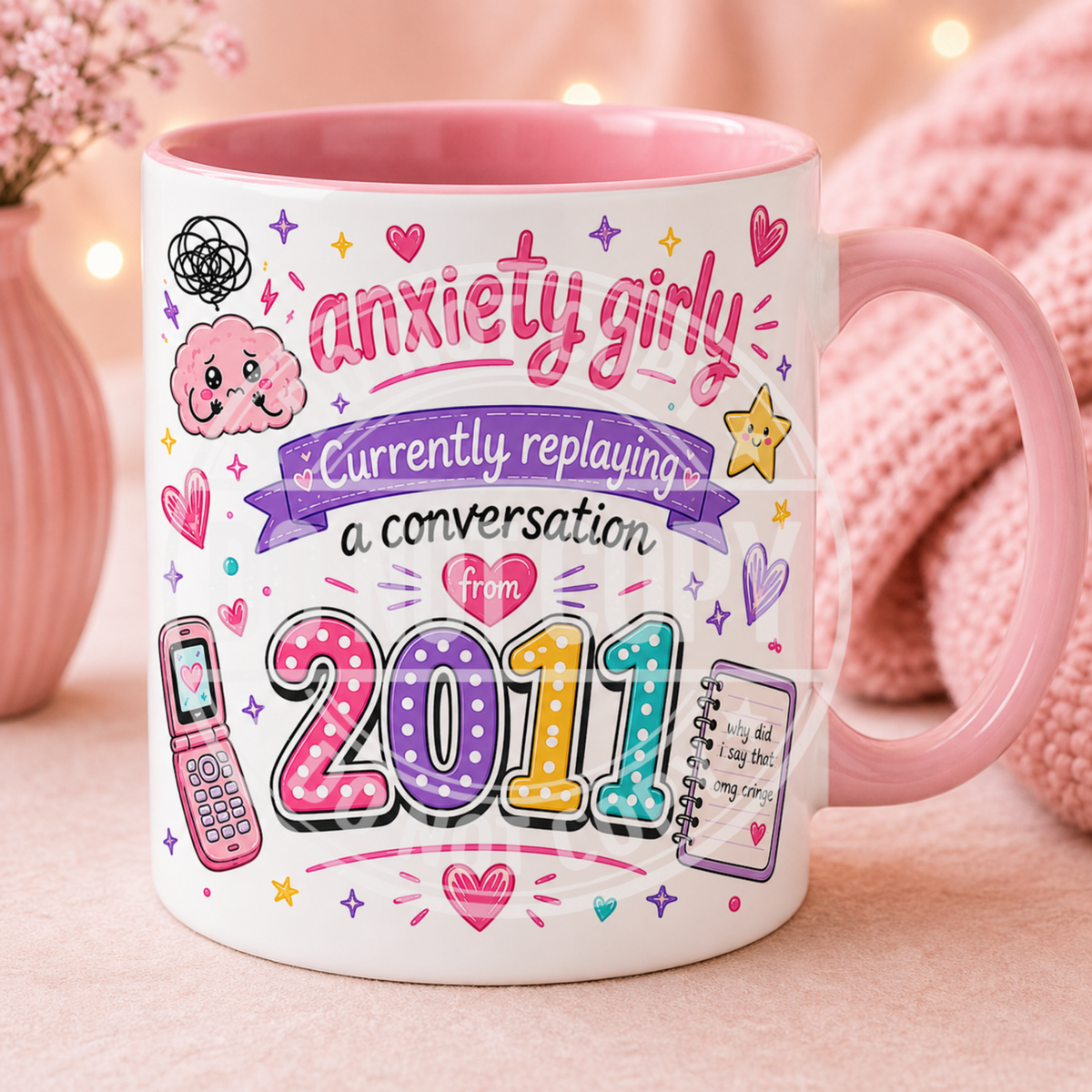 Anxiety Girly Currently Replaying 2011 mug design