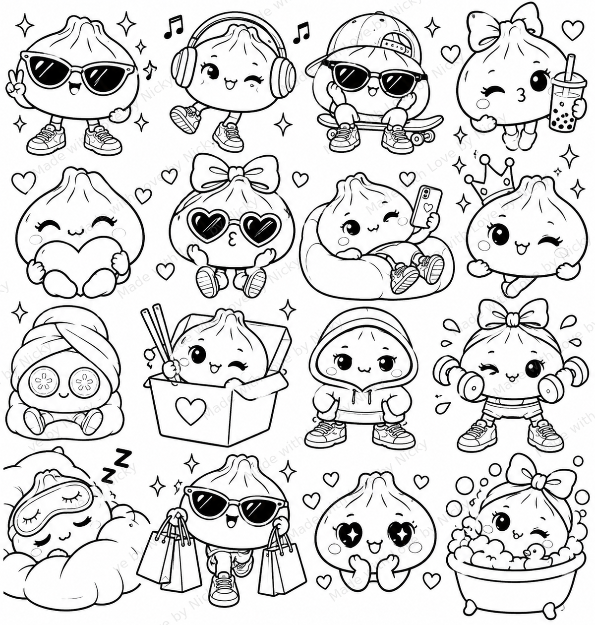 Dumplettes Gang Colouring Book inside page