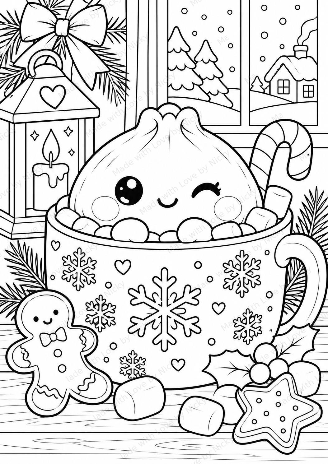 Christmas Dumplettes Colouring Book inside page