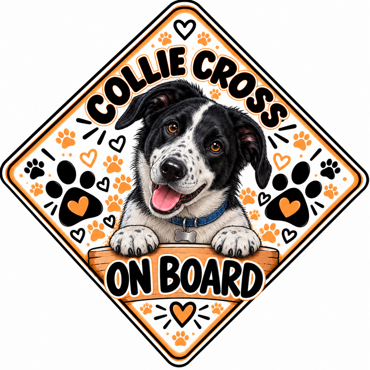 Collie Cross On Board car sign