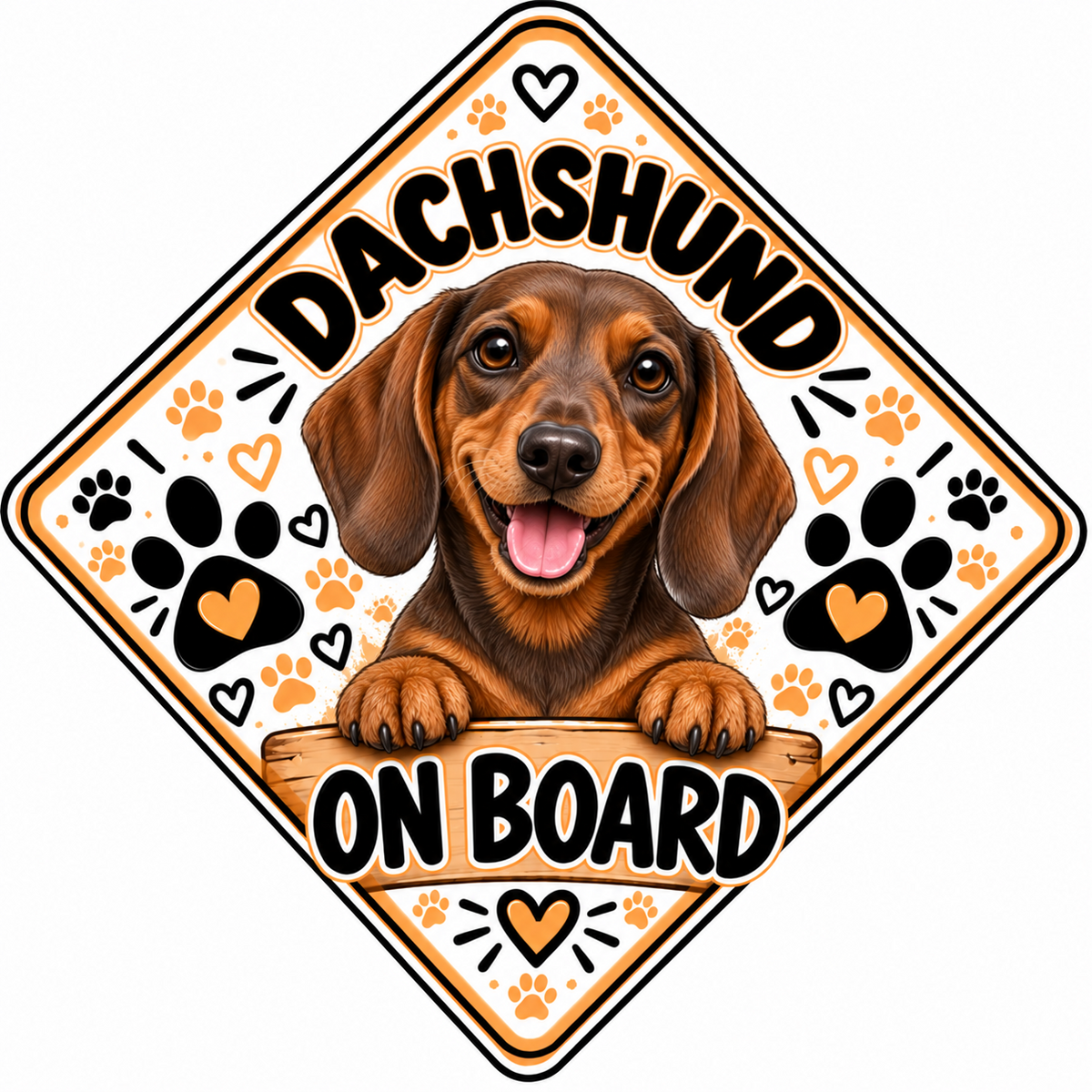 Brown Dachshund On Board car sign