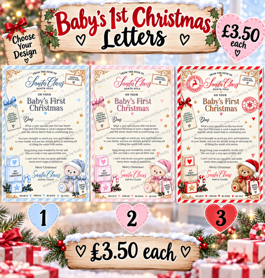 Baby's 1st Christmas letter designs 1, 2 and 3 - watermarked preview