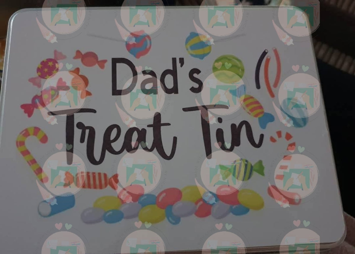Close-up of personalised Dad's Treat Tin