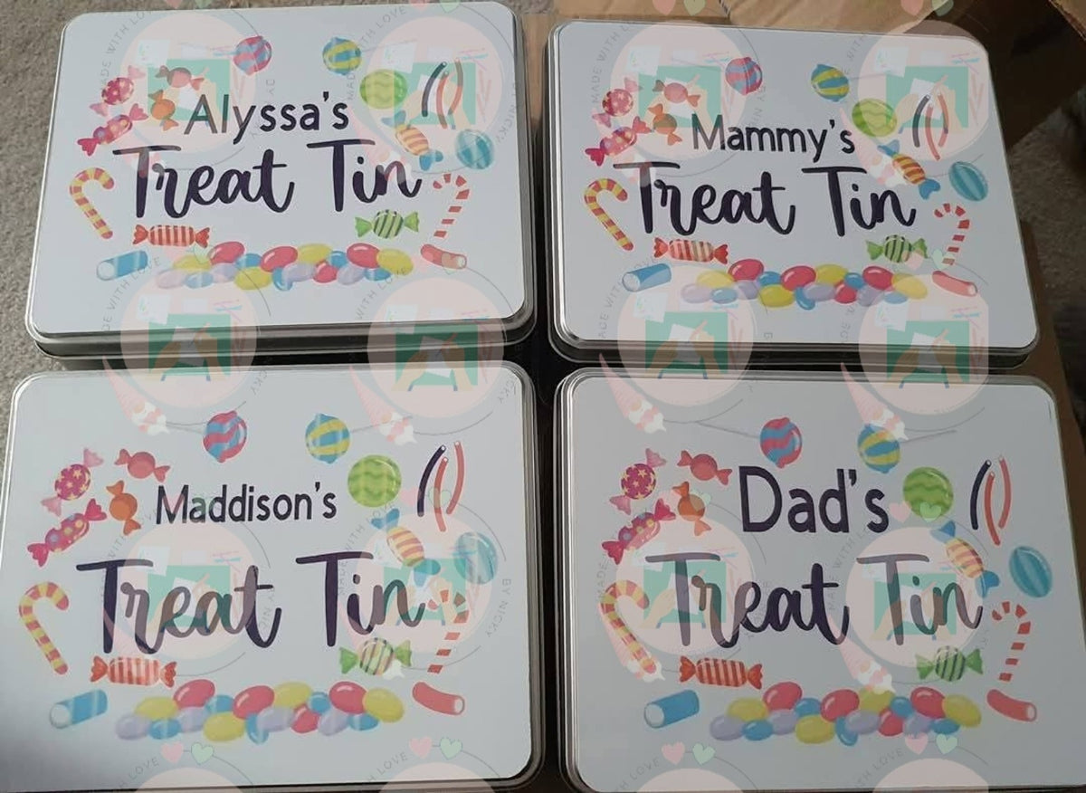 Personalised Dad's Treat Tin with sweet design