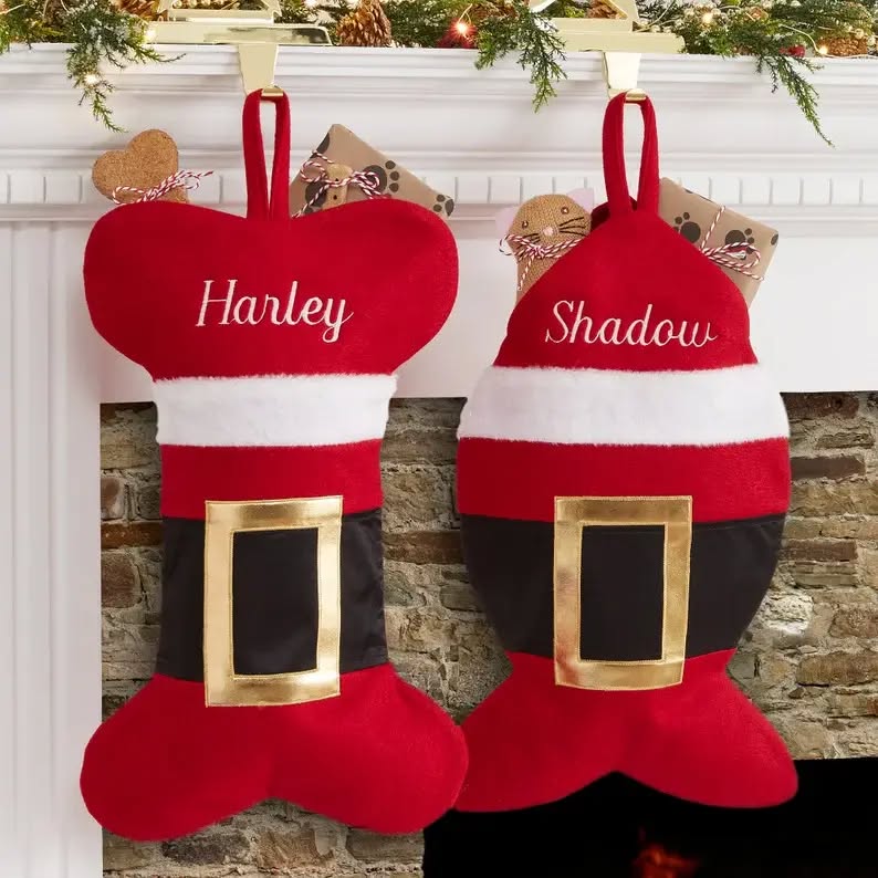 Personalised dog and cat Christmas stockings