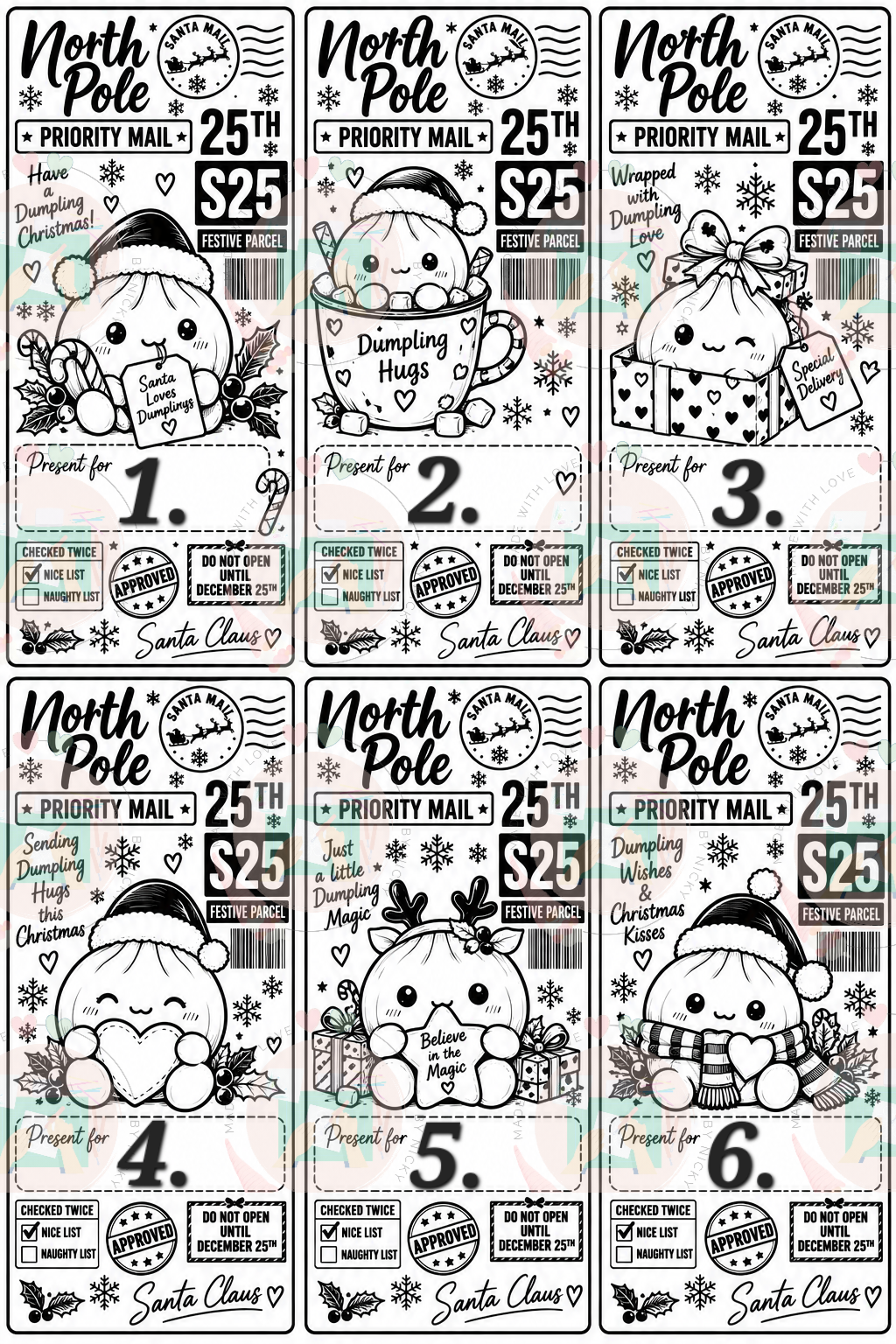 Personalised Christmas Dumpling Labels – 10 Labels