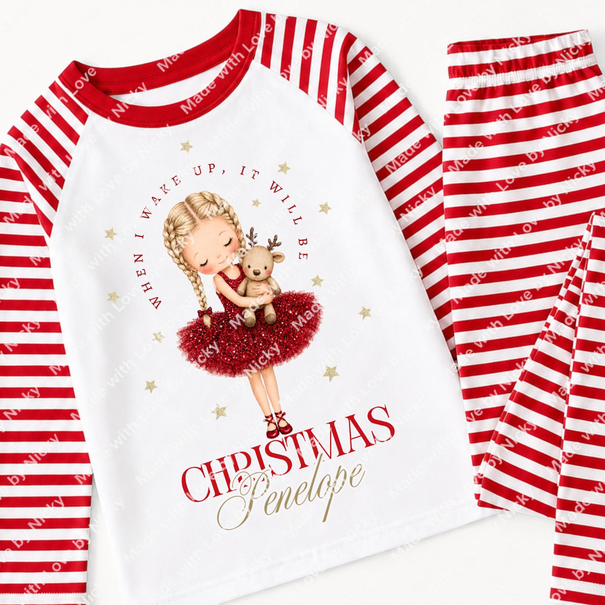 Personalised When I Wake Up It Will Be Christmas girl pyjamas